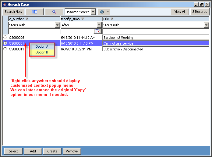 Search Case Customized Context